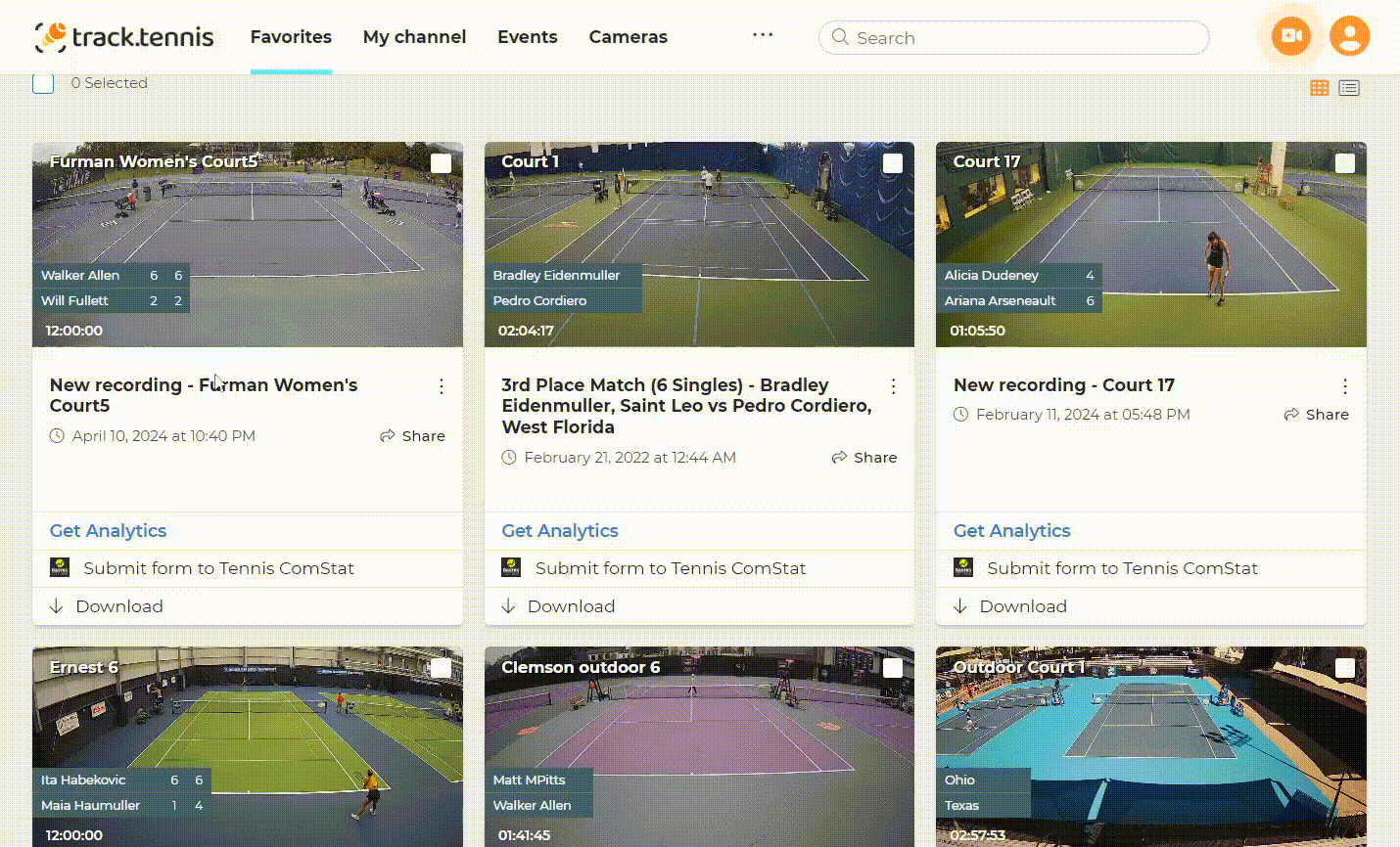 Submit form Track Tennis